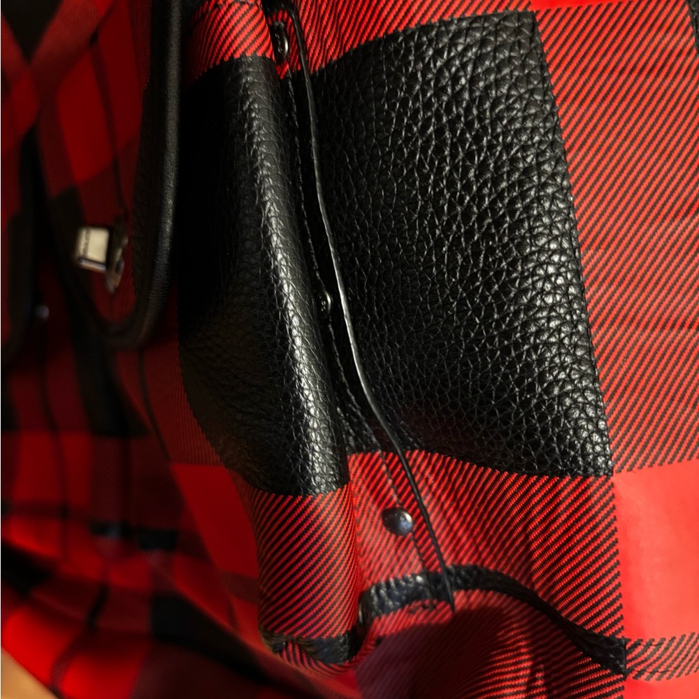 Coach Red and Black Plaid Backpack! UEC. Pockets on the front. - Picture 2 of 13